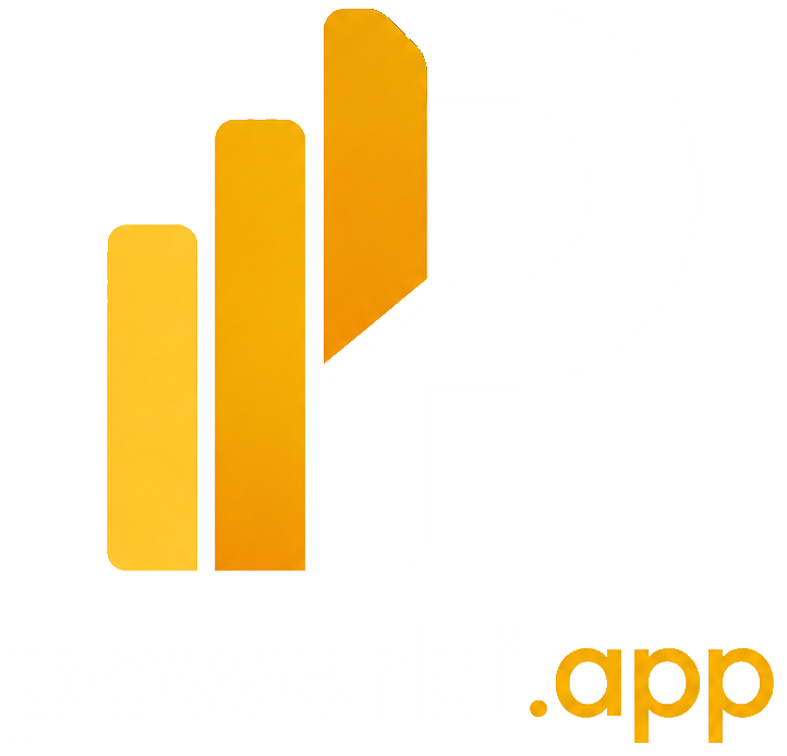 PowerBI.app logo with a stylized black P and yellow ascending bar chart icon